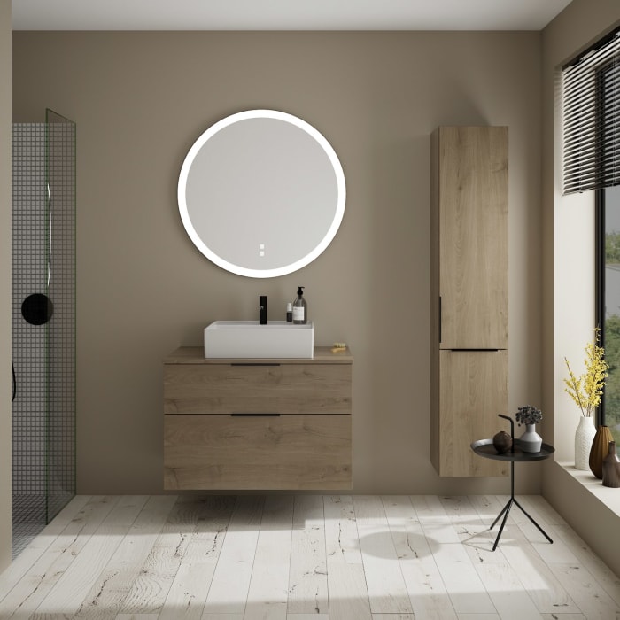 burgbad Eqio Waschtischkombination mit Keramik-Aufsatzwaschtisch 90 cm, mit Griff G0200