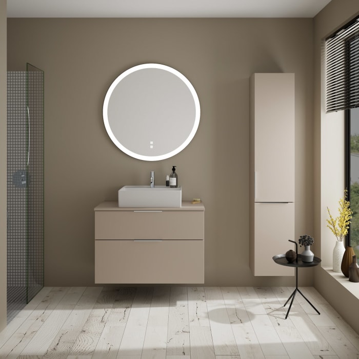 burgbad Eqio Waschtischkombination mit Keramik-Aufsatzwaschtisch 90 cm, mit Griff G0146