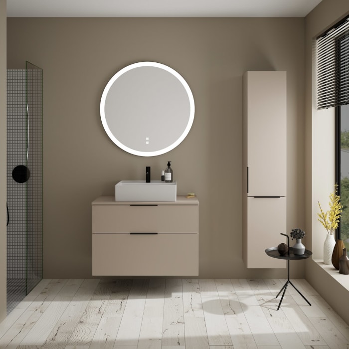 burgbad Eqio Waschtischkombination mit Keramik-Aufsatzwaschtisch 90 cm, mit Griff G0200