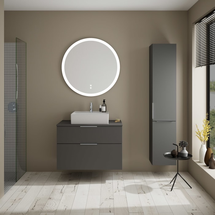 burgbad Eqio Waschtischkombination mit Keramik-Aufsatzwaschtisch 90 cm, mit Griff G0146