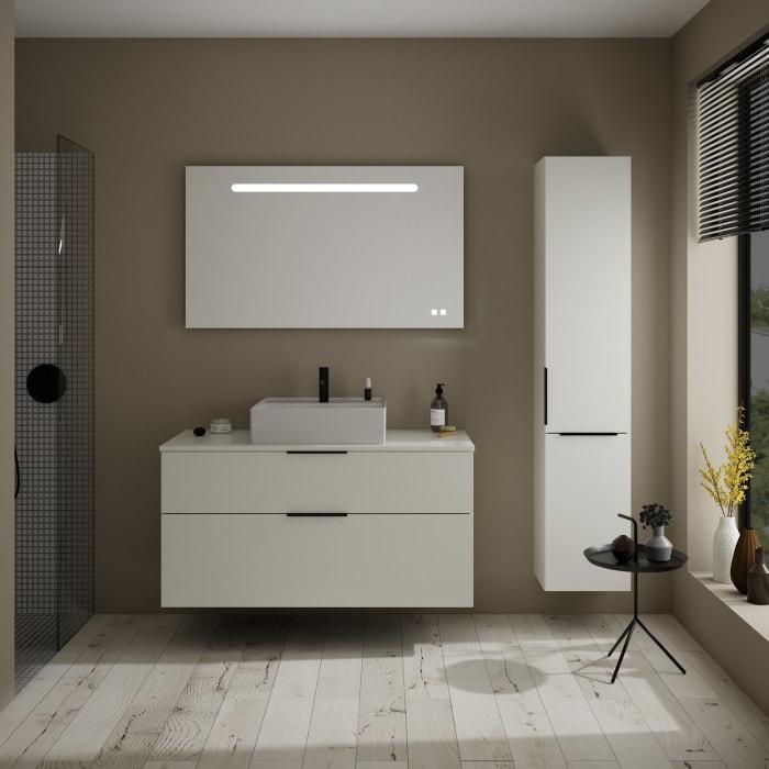 burgbad Eqio Waschtischkombination mit Keramik-Aufsatzwaschtisch 120 cm, mit Griff G0200