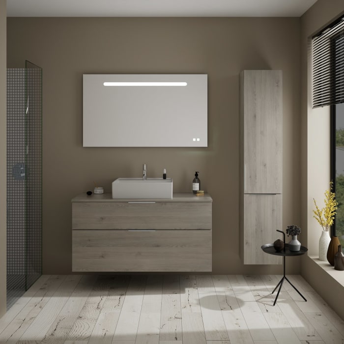 burgbad Eqio Waschtischkombination mit Keramik-Aufsatzwaschtisch 120 cm, mit Griff G0146