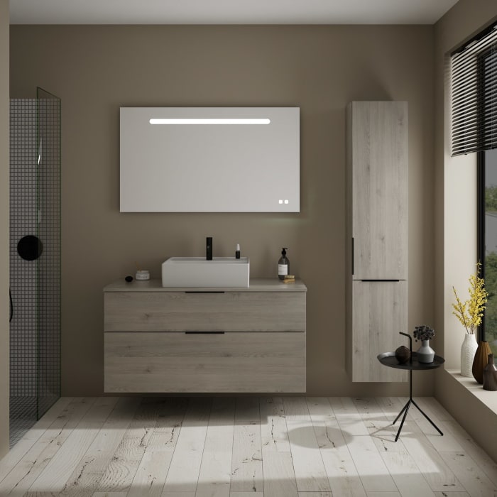 burgbad Eqio Waschtischkombination mit Keramik-Aufsatzwaschtisch 120 cm, mit Griff G0200