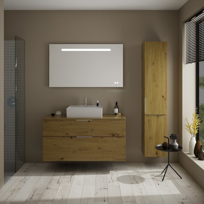 burgbad Eqio Waschtischkombination mit Keramik-Aufsatzwaschtisch 120 cm, mit Griff G0146