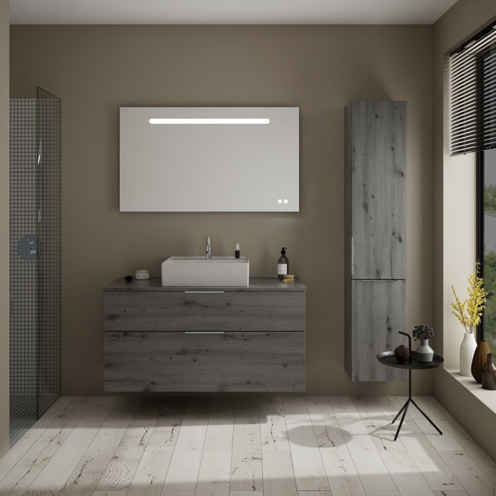 burgbad Eqio Waschtischkombination mit Keramik-Aufsatzwaschtisch 120 cm, mit Griff G0146