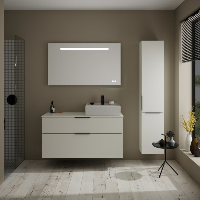 burgbad Eqio Waschtischkombination mit Keramik-Aufsatzwaschtisch 120 cm, rechts, mit Griff G0200