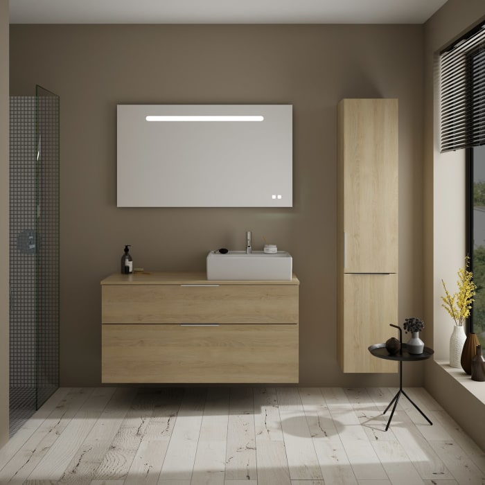 burgbad Eqio Waschtischkombination mit Keramik-Aufsatzwaschtisch 120 cm, rechts, mit Griff G146