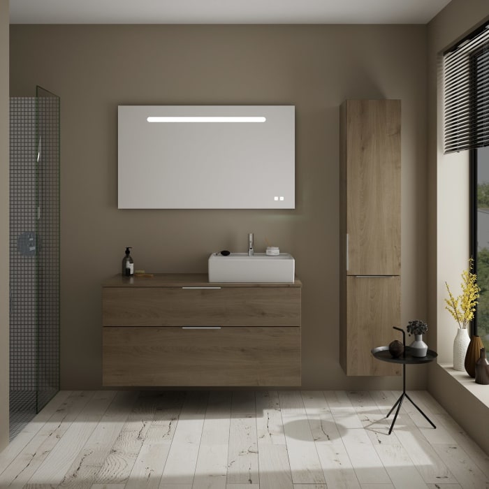 burgbad Eqio Waschtischkombination mit Keramik-Aufsatzwaschtisch 120 cm, rechts, mit Griff G146