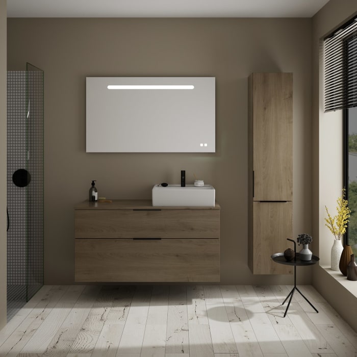 burgbad Eqio Waschtischkombination mit Keramik-Aufsatzwaschtisch 120 cm, rechts, mit Griff G0200