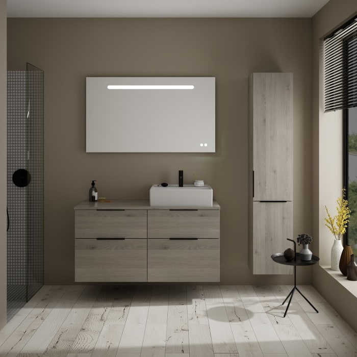 burgbad Eqio Waschtischkombination mit Keramik-Aufsatzwaschtisch 120 cm, rechts, mit Griff G0200