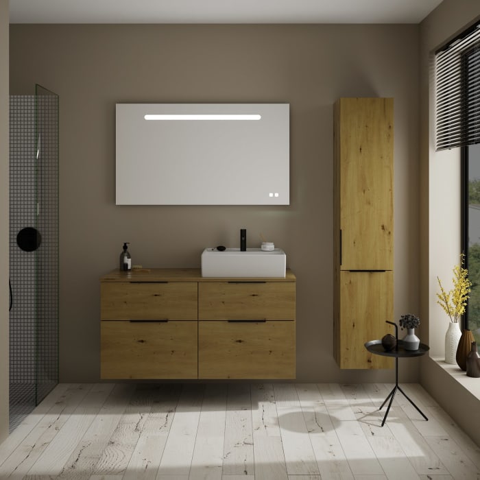 burgbad Eqio Waschtischkombination mit Keramik-Aufsatzwaschtisch 120 cm, rechts, mit Griff G0200