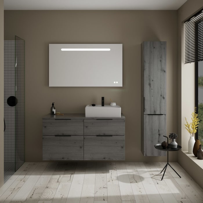 burgbad Eqio Waschtischkombination mit Keramik-Aufsatzwaschtisch 120 cm, rechts, mit Griff G0200