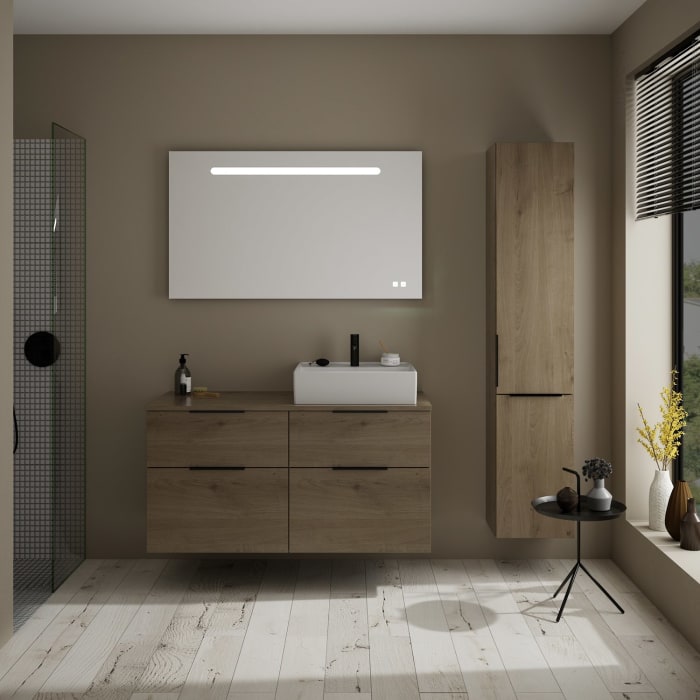 burgbad Eqio Waschtischkombination mit Keramik-Aufsatzwaschtisch 120 cm, rechts, mit Griff G0200