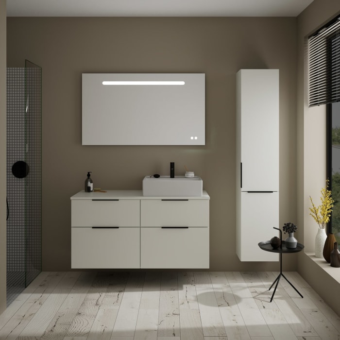 burgbad Eqio Waschtischkombination mit Keramik-Aufsatzwaschtisch 120 cm, rechts, mit Griff G0200