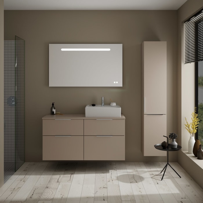 burgbad Eqio Waschtischkombination mit Keramik-Aufsatzwaschtisch 120 cm, rechts, mit Griff G0146