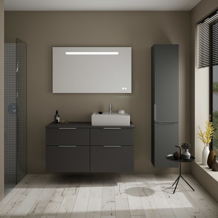 burgbad Eqio Waschtischkombination mit Keramik-Aufsatzwaschtisch 120 cm, rechts, mit Griff G0146