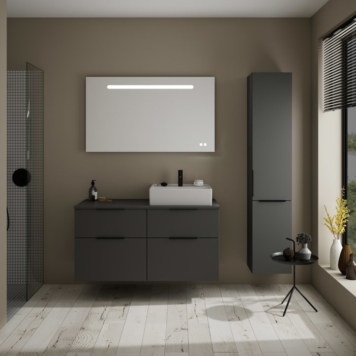 burgbad Eqio Waschtischkombination mit Keramik-Aufsatzwaschtisch 120 cm, rechts, mit Griff G0200