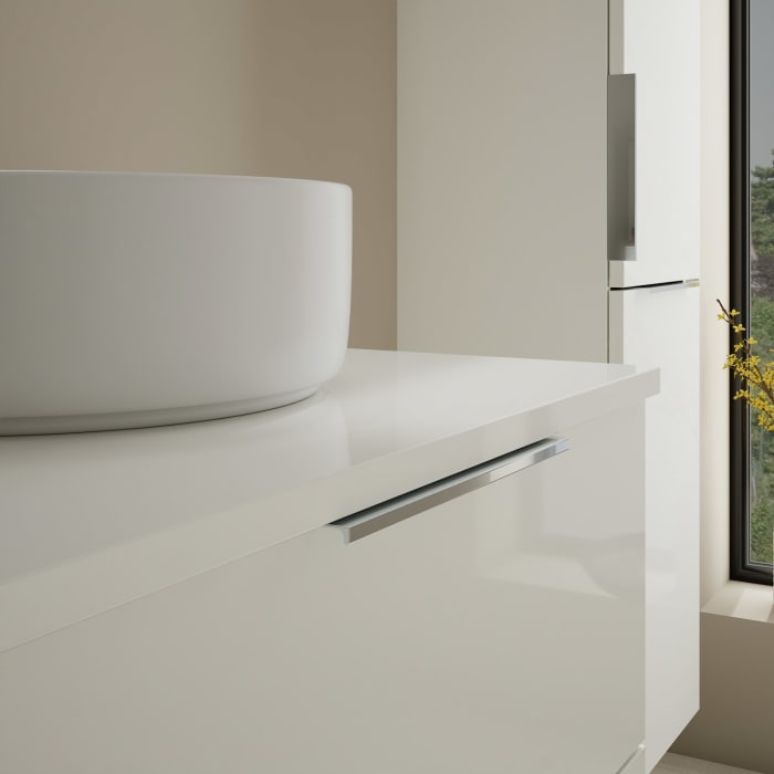 burgbad Eqio Waschtischkombination mit Keramik-Aufsatzwaschtisch 60 cm, Griff G0146