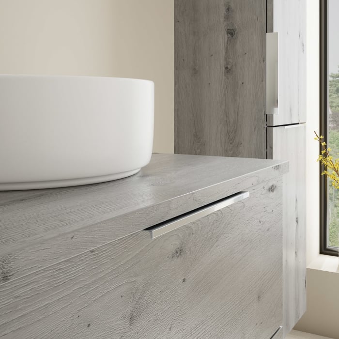 burgbad Eqio Waschtischkombination mit Keramik-Aufsatzwaschtisch 60 cm, Griff G0146