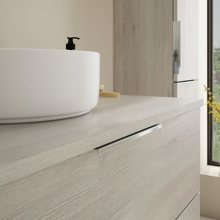 burgbad Eqio Waschtischkombination mit Keramik-Aufsatzwaschtisch 90 cm, mit Griff G0146