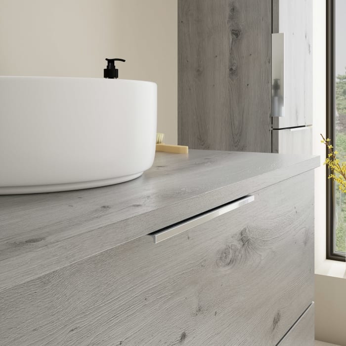 burgbad Eqio Waschtischkombination mit Keramik-Aufsatzwaschtisch 90 cm, mit Griff G0146