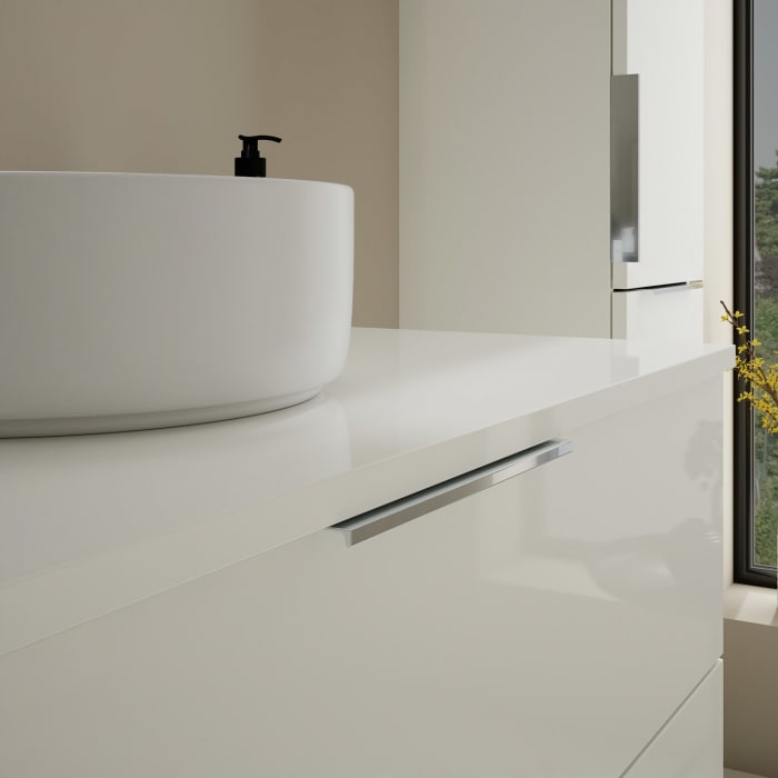 burgbad Eqio Waschtischkombination mit Keramik-Aufsatzwaschtisch 100 cm, mit Griff G0146