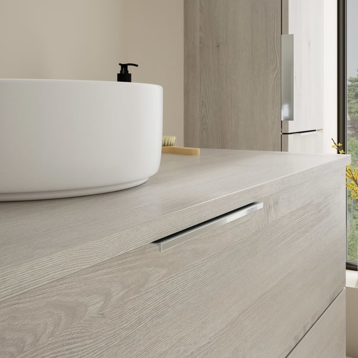 burgbad Eqio Waschtischkombination mit Keramik-Aufsatzwaschtisch 120 cm, mit Griff G0146