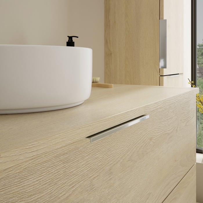 burgbad Eqio Waschtischkombination mit Keramik-Aufsatzwaschtisch 120 cm, mit Griff G0146