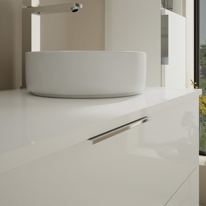 burgbad Eqio Waschtischkombination mit Keramik-Aufsatzwaschtisch 120 cm, rechts, mit Griff G0146