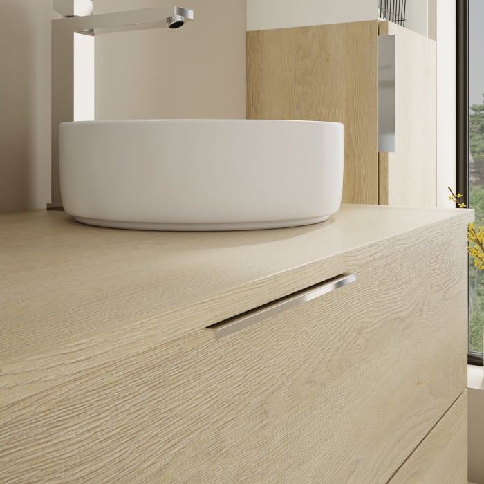 burgbad Eqio Waschtischkombination mit Keramik-Aufsatzwaschtisch 120 cm, rechts, mit Griff G0146