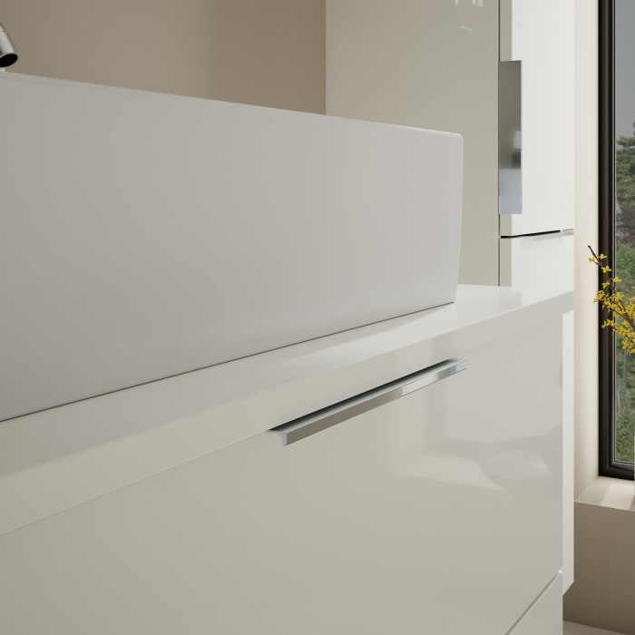 burgbad Eqio Waschtischkombination mit Keramik-Aufsatzwaschtisch 80 cm, mit Griff P0146