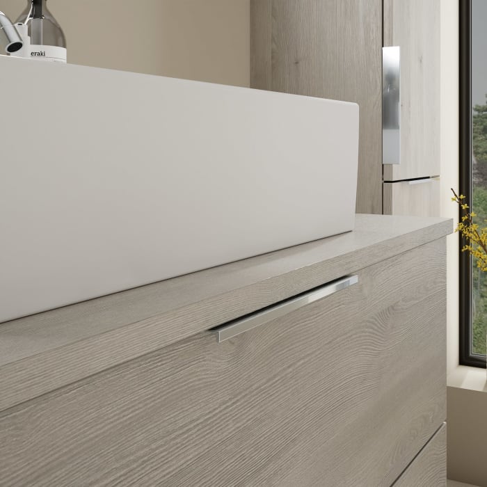 burgbad Eqio Waschtischkombination mit Keramik-Aufsatzwaschtisch 90 cm, mit Griff G0146