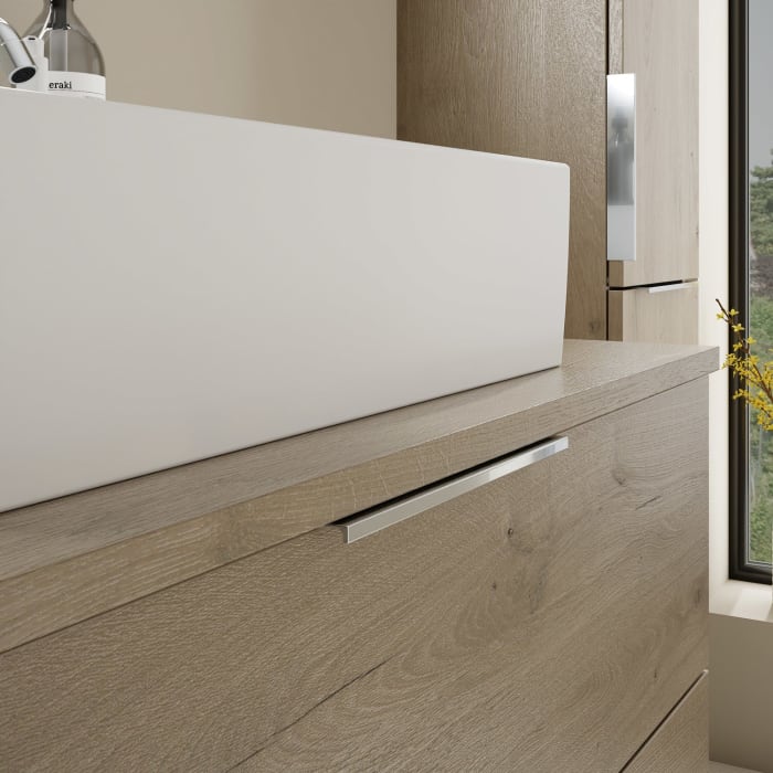 burgbad Eqio Waschtischkombination mit Keramik-Aufsatzwaschtisch 90 cm, mit Griff G0146