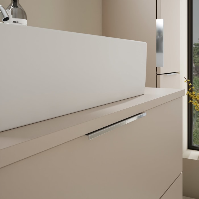 burgbad Eqio Waschtischkombination mit Keramik-Aufsatzwaschtisch 90 cm, mit Griff G0146