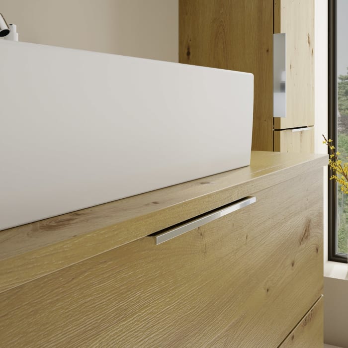 burgbad Eqio Waschtischkombination mit Keramik-Aufsatzwaschtisch 100 cm, mit Griff G0146