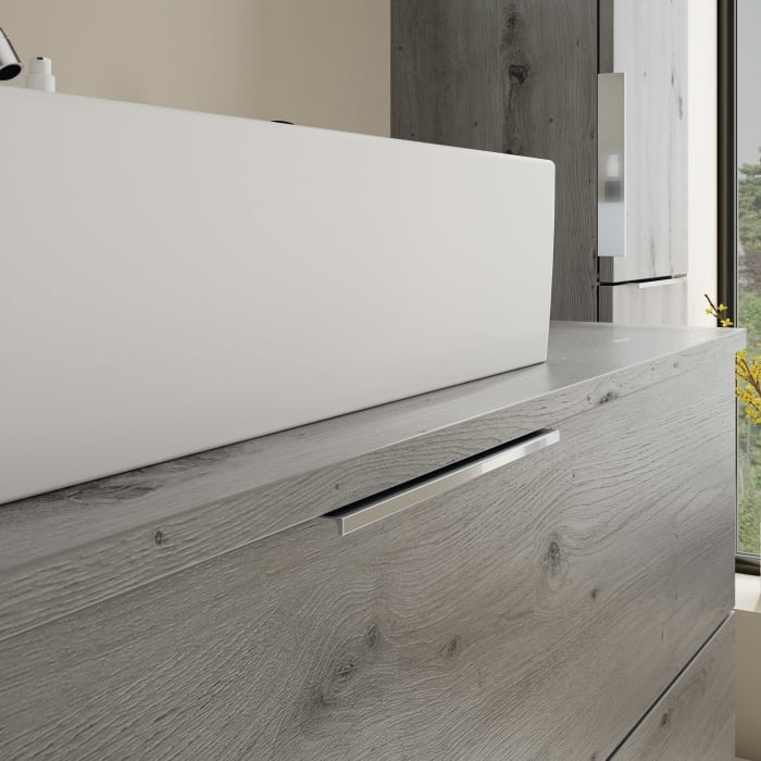 burgbad Eqio Waschtischkombination mit Keramik-Aufsatzwaschtisch 120 cm, mit Griff G0146