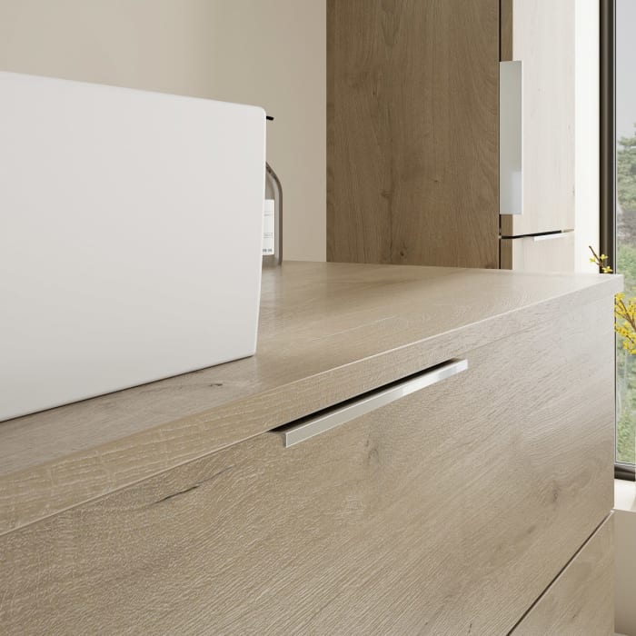 burgbad Eqio Waschtischkombination mit Keramik-Aufsatzwaschtisch 120 cm, links, mit Griff G0146