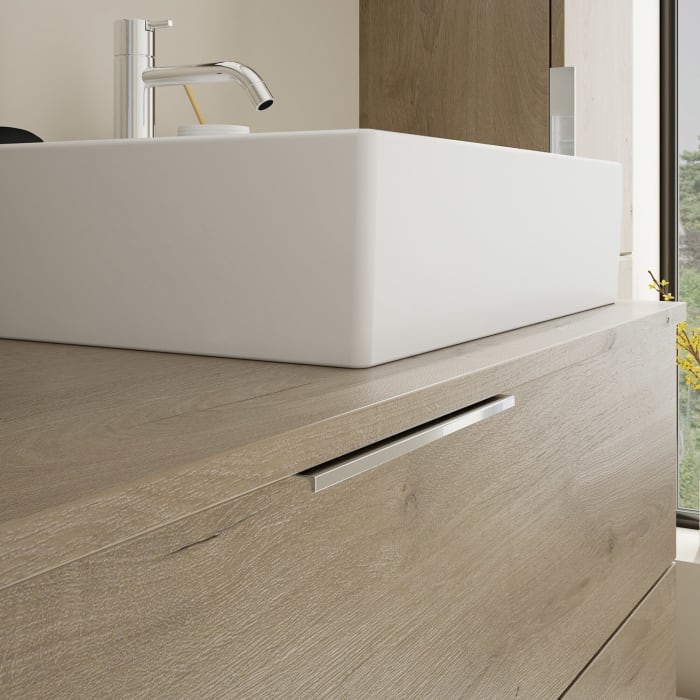 burgbad Eqio Waschtischkombination mit Keramik-Aufsatzwaschtisch 120 cm, rechts, mit Griff G146