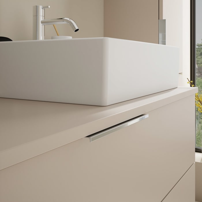 burgbad Eqio Waschtischkombination mit Keramik-Aufsatzwaschtisch 120 cm, rechts, mit Griff G146