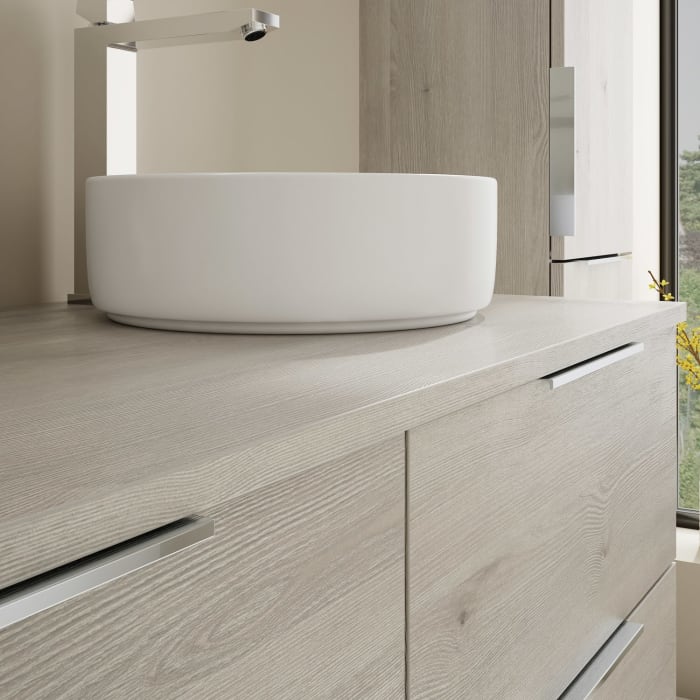 burgbad Eqio Waschtischkombination mit Keramik-Aufsatzwaschtisch 120 cm, rechts, mit Griff G0146