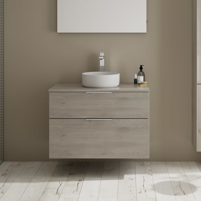 burgbad Eqio Waschtischkombination mit Keramik-Aufsatzwaschtisch 90 cm, mit Griff G0146