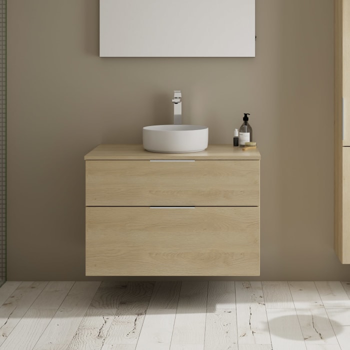 burgbad Eqio Waschtischkombination mit Keramik-Aufsatzwaschtisch 90 cm, mit Griff G0146