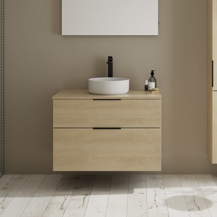 burgbad Eqio Waschtischkombination mit Keramik-Aufsatzwaschtisch 90 cm, mit Griff G0200