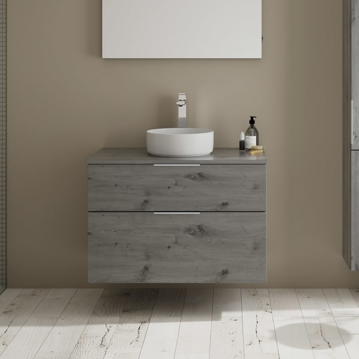 burgbad Eqio Waschtischkombination mit Keramik-Aufsatzwaschtisch 90 cm, mit Griff G0146