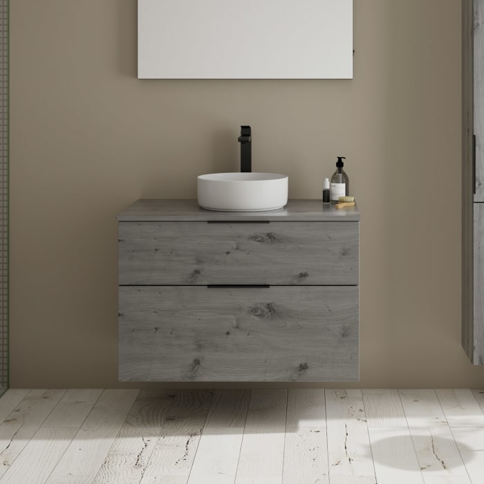 burgbad Eqio Waschtischkombination mit Keramik-Aufsatzwaschtisch 90 cm, mit Griff G0200