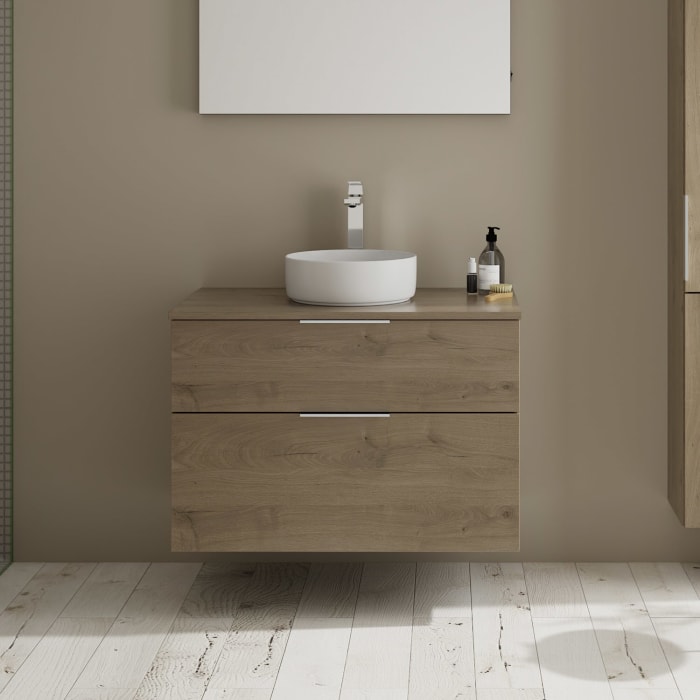 burgbad Eqio Waschtischkombination mit Keramik-Aufsatzwaschtisch 90 cm, mit Griff G0146