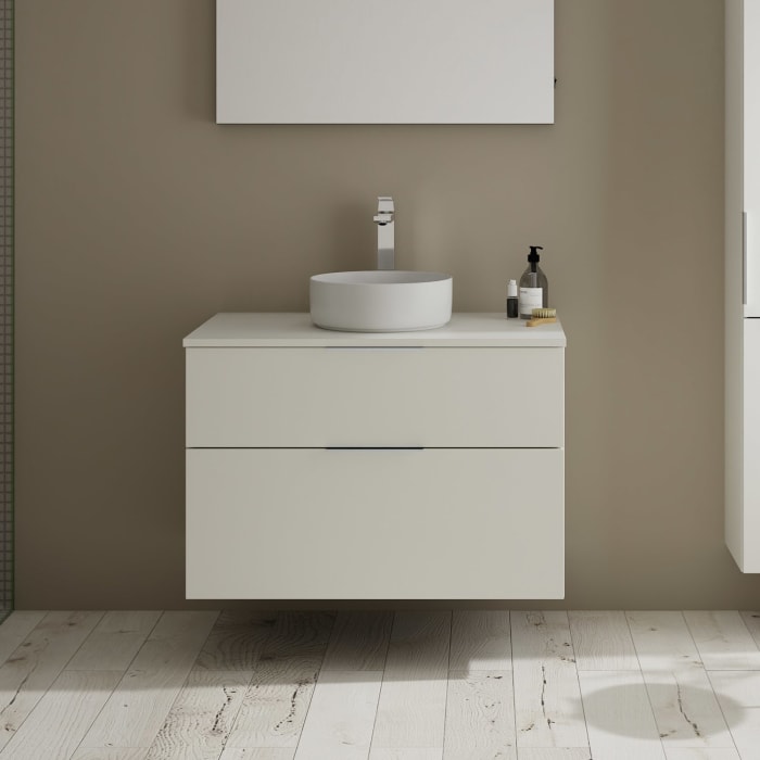 burgbad Eqio Waschtischkombination mit Keramik-Aufsatzwaschtisch 90 cm, mit Griff G0146