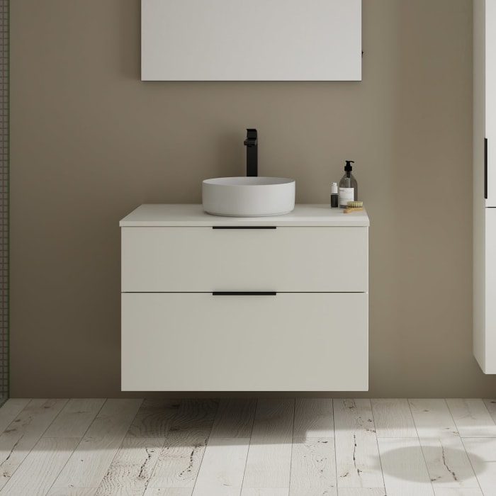 burgbad Eqio Waschtischkombination mit Keramik-Aufsatzwaschtisch 90 cm, mit Griff G0200