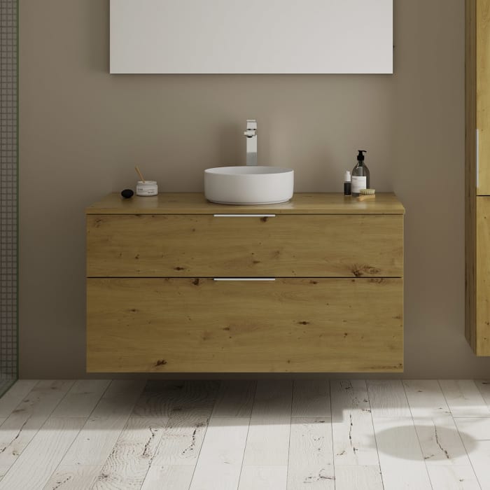 burgbad Eqio Waschtischkombination mit Keramik-Aufsatzwaschtisch 120 cm, mit Griff G0146