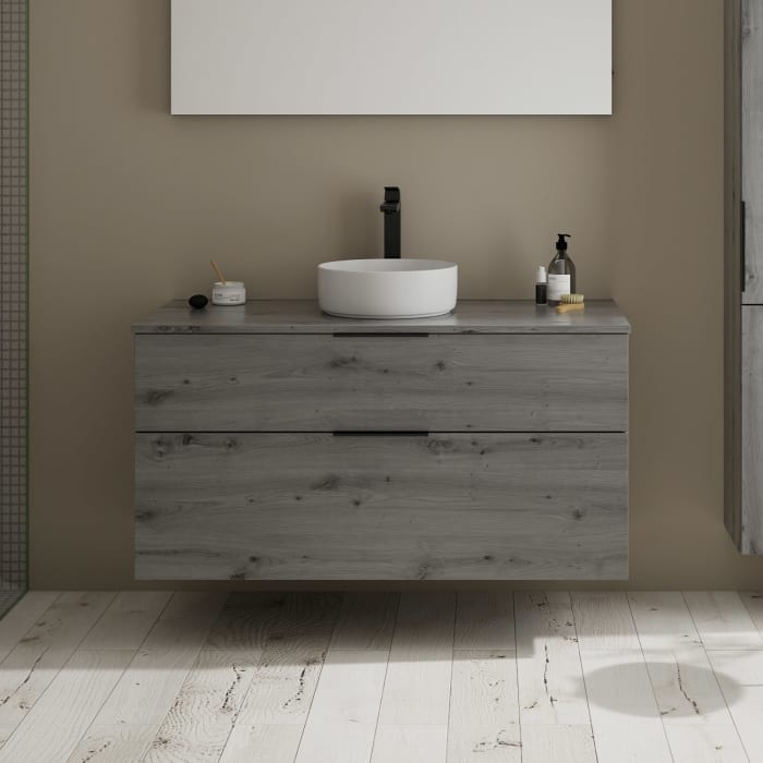 burgbad Eqio Waschtischkombination mit Keramik-Aufsatzwaschtisch 120 cm, mit Griff G0200